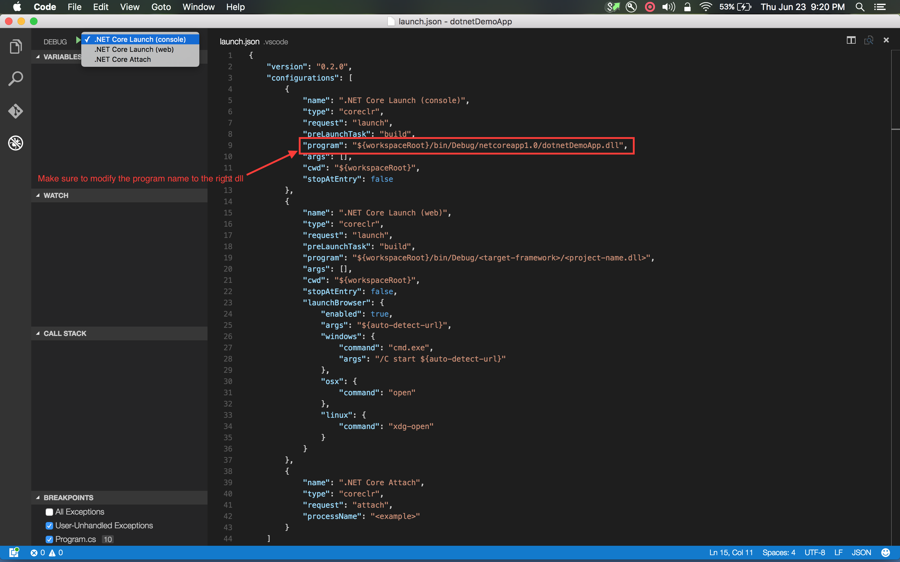 Debugging dotnet core apps using VS Code on Mac – Swaminathan Vetri